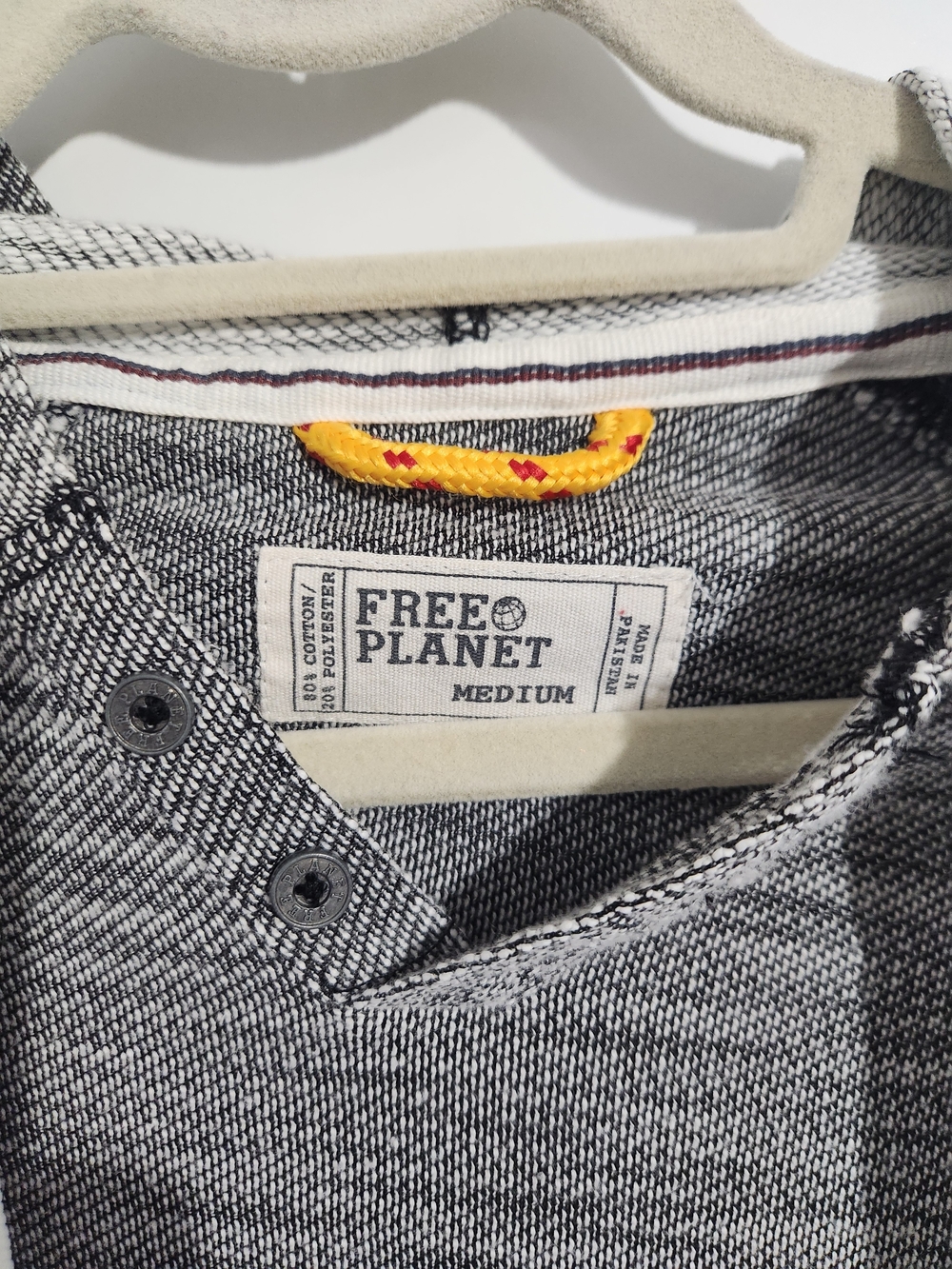 Free Planet Grey Heatherd Hoodie, Size Medium - Picture 2 of 7